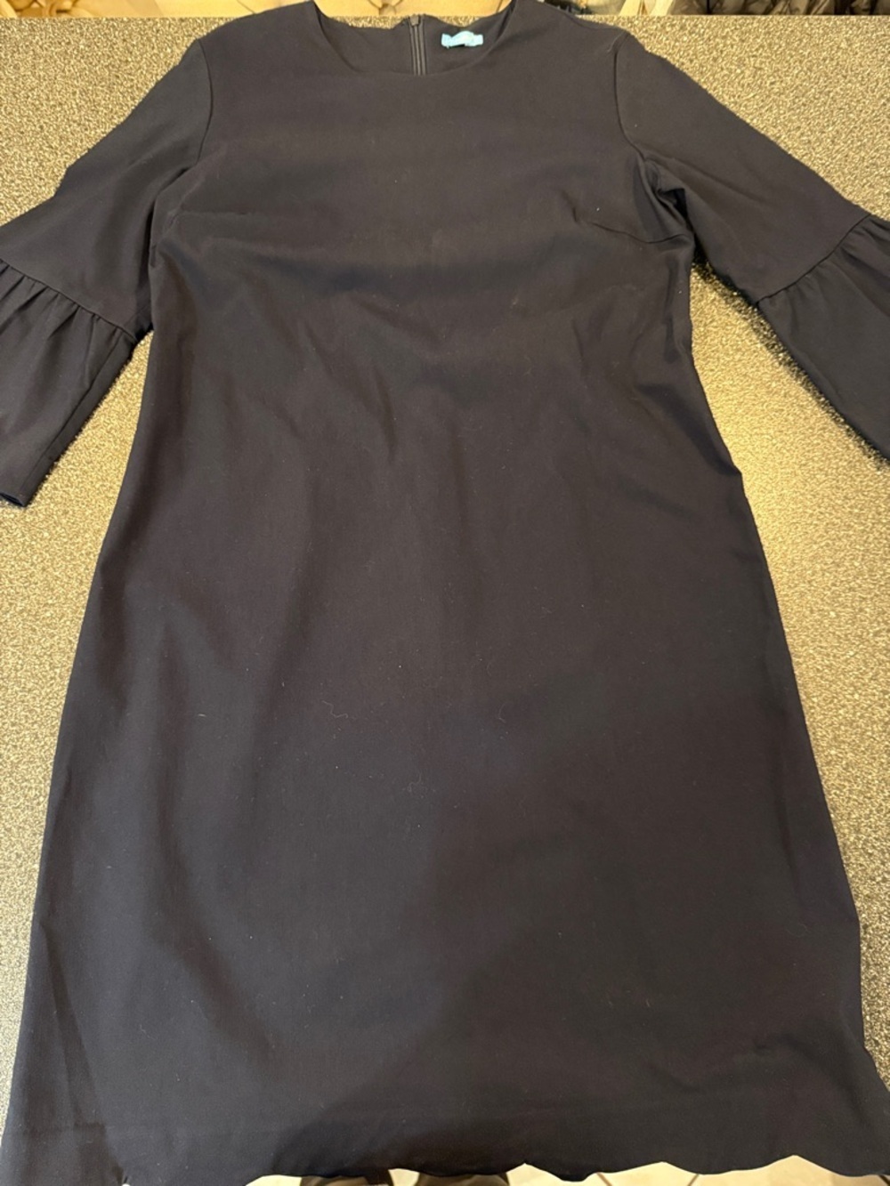 Classic J McLaughlin Navy Midi Dress with Ruffle Sleeves - size 14